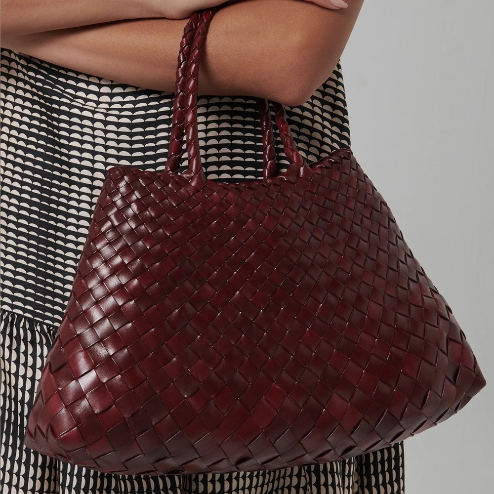 Handwoven leather tote bag chocolate brown dragon diffusion style - Picture 2 of 7